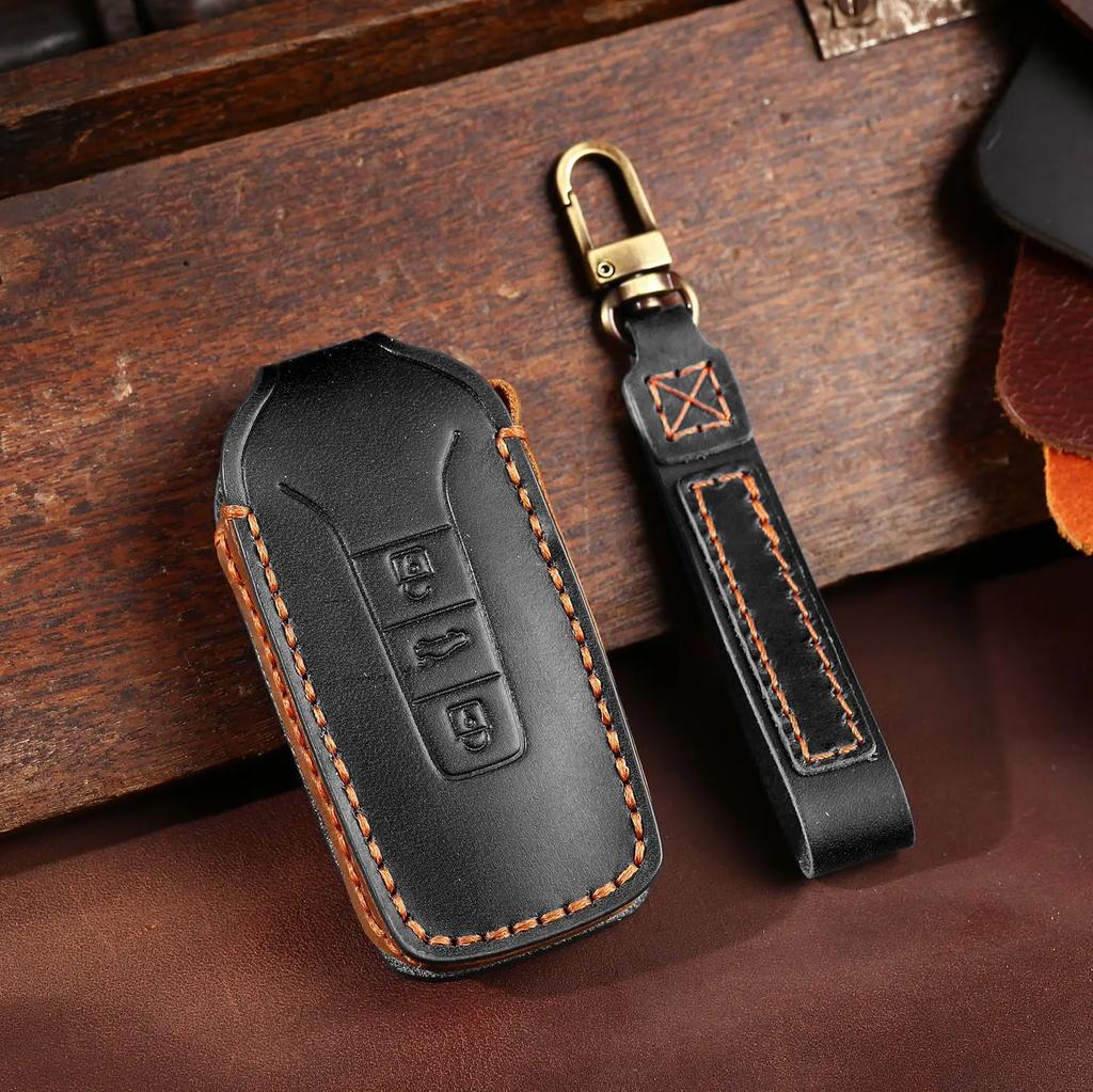 Leather Car Key Cover Keychain Holder Case Protector for VW Volkswagen Touareg 2018 2019 2020 2021 2022 2023 Remote Accessories