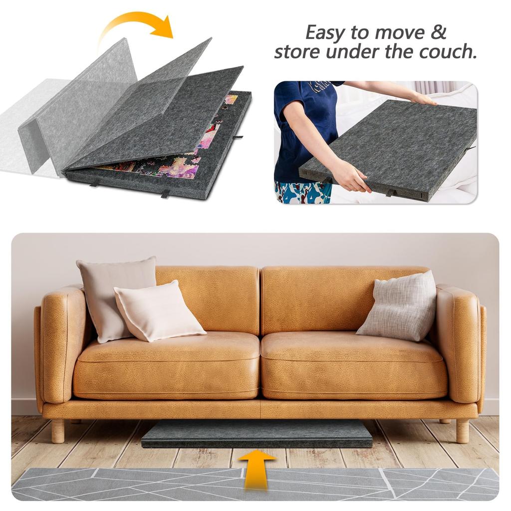 Foldable Puzzle Table with Adjustable Stand & 6 Drawers, 1000 Piece Capacity, Multicolor Grey, 77x52x4.2cm