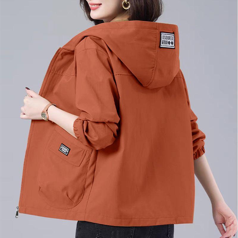 Spring Autumn Hooded Windbreaker Women Korean Casual Mid-Length Zipper Coat Female Casual Outerwear Loose Jacket