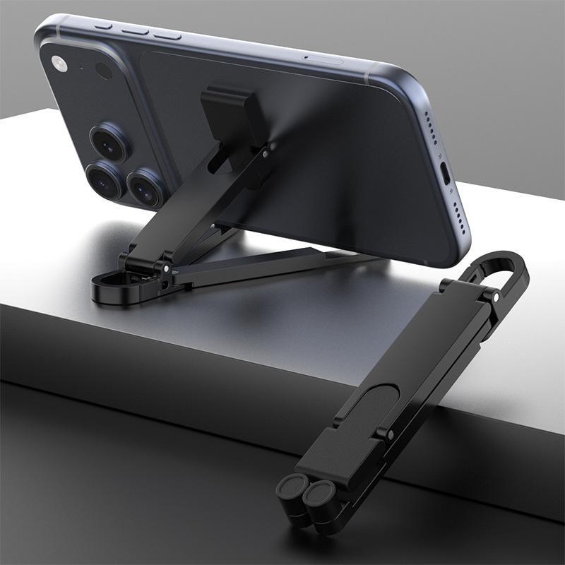 Mini Portable Keychain Phone Stand Aviation Aluminum Anti-slip Adjustable for Travel Live Streaming Vlog Shooting