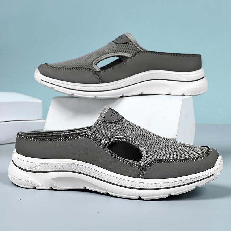 Men's Shoes for Summer Breathable Hollow Casual Shoes for One Foot Soft Sole No Tired Feet Dad's Shoes Old Beijing Half Slippers