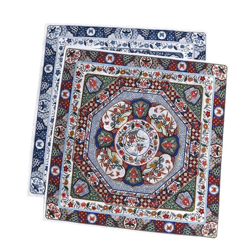 2Pcs 43x43cm 100% Cotton Vintage Flower Printed Lady Bandana Women Handkerchiefs Sweat Wiping Hand Towels