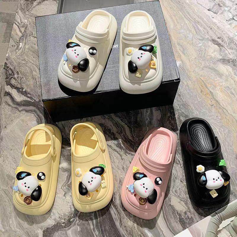 Summer new cute cartoon puppy hole shoes platform bag head slippers women's summer 2025 outer hole shoes