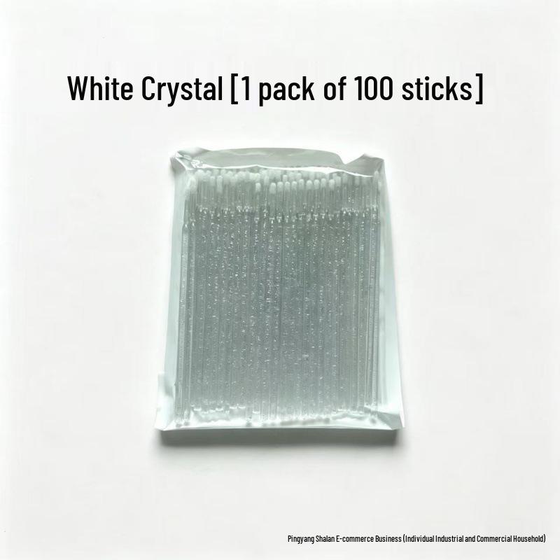 Eyelash Extension Cleaning Flocked Cotton Swabs - Crystal Stick, Small Head Makeup Remover