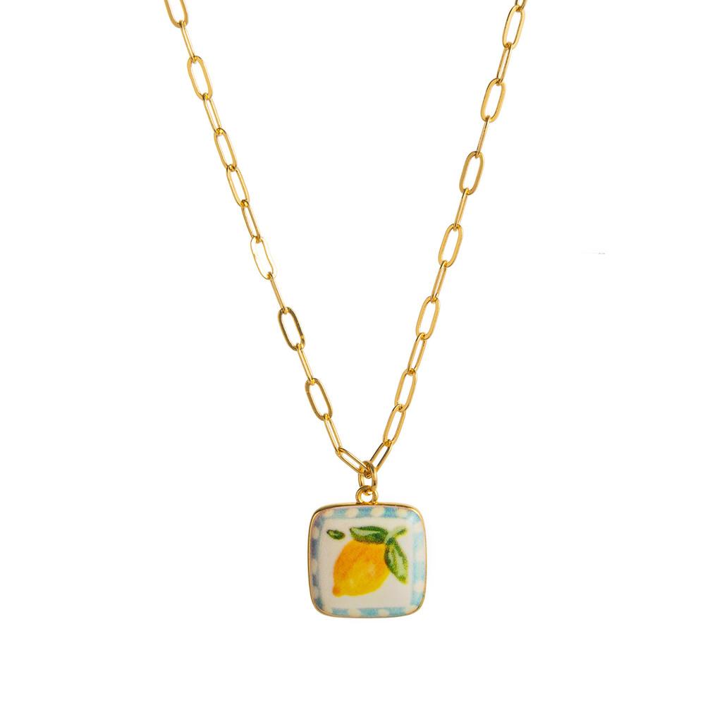 Small Fresh Plant Pendant Necklace With Geometric Copper Design For Women And Men