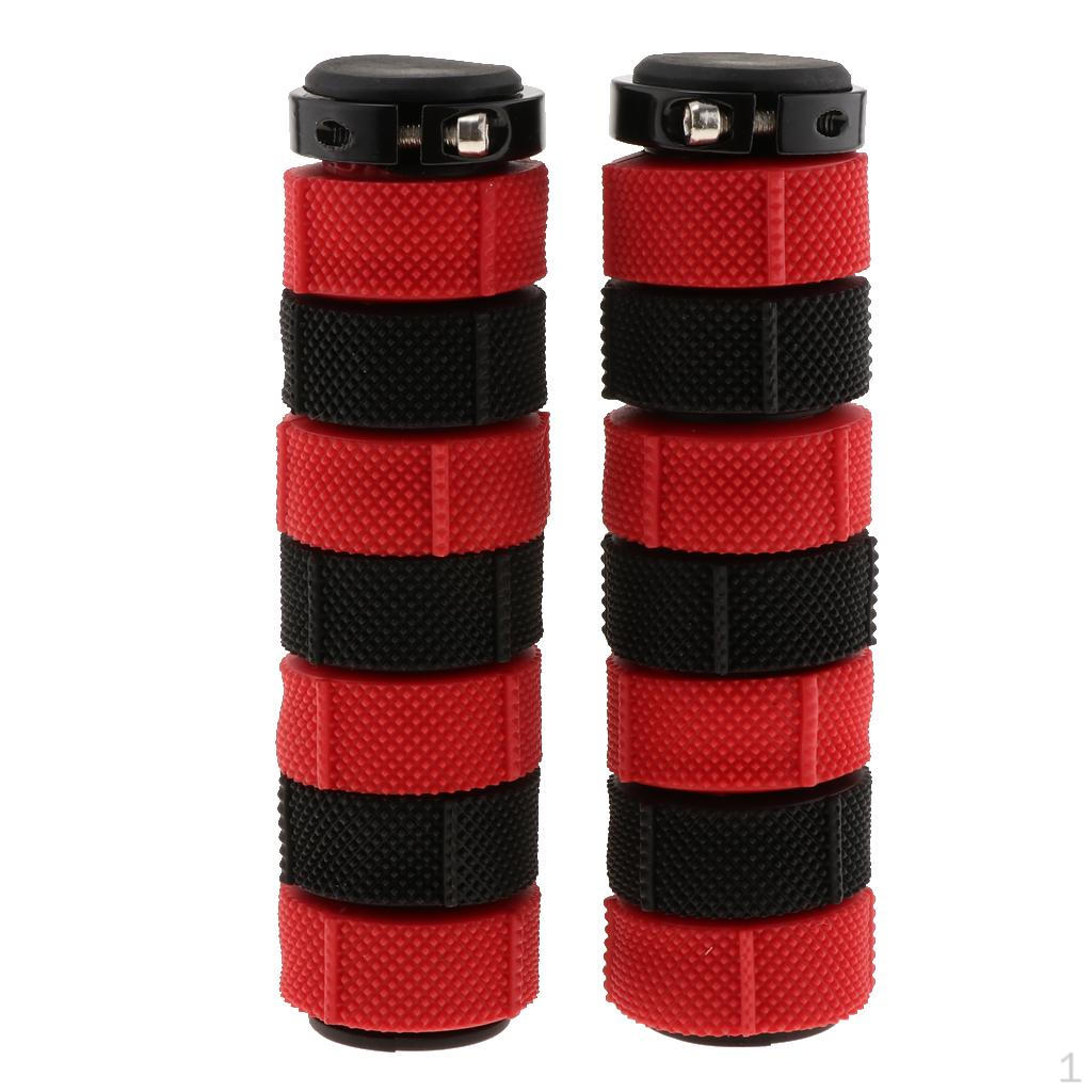 1 Pair Bike Grips MTB Silicone Sponge Soft Handlebar Grip Red+ Black