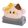 Cat Animal Pillow Cover With Foldable Blanket For Home And Car Use