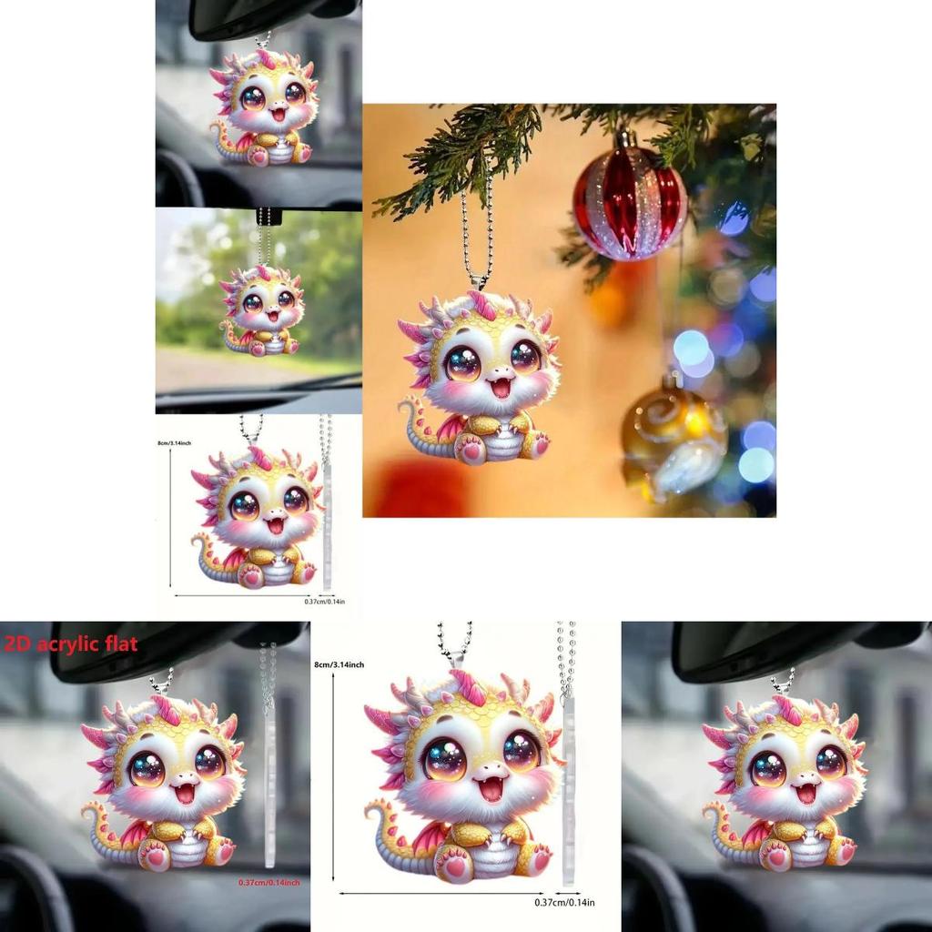 Colorful Cartoon Acrylic Dragon Car Interior Decor Pendant For Rearview Mirror
