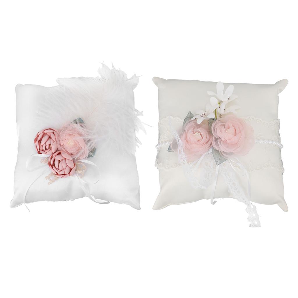 Mini Wedding Pillow Flower Decorative Wedding Engagement Display Bearer Pillow for Ceremony Proposal