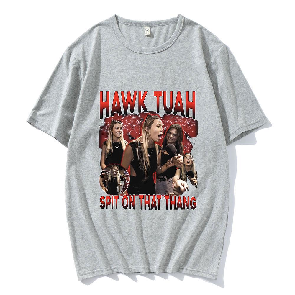 Hawk Tuah Spit On That Thang Funny Girls Meme Graphic TShirt Unisex Women Casual Cotton Oversized Short Sleeve Tshirts Streetwear