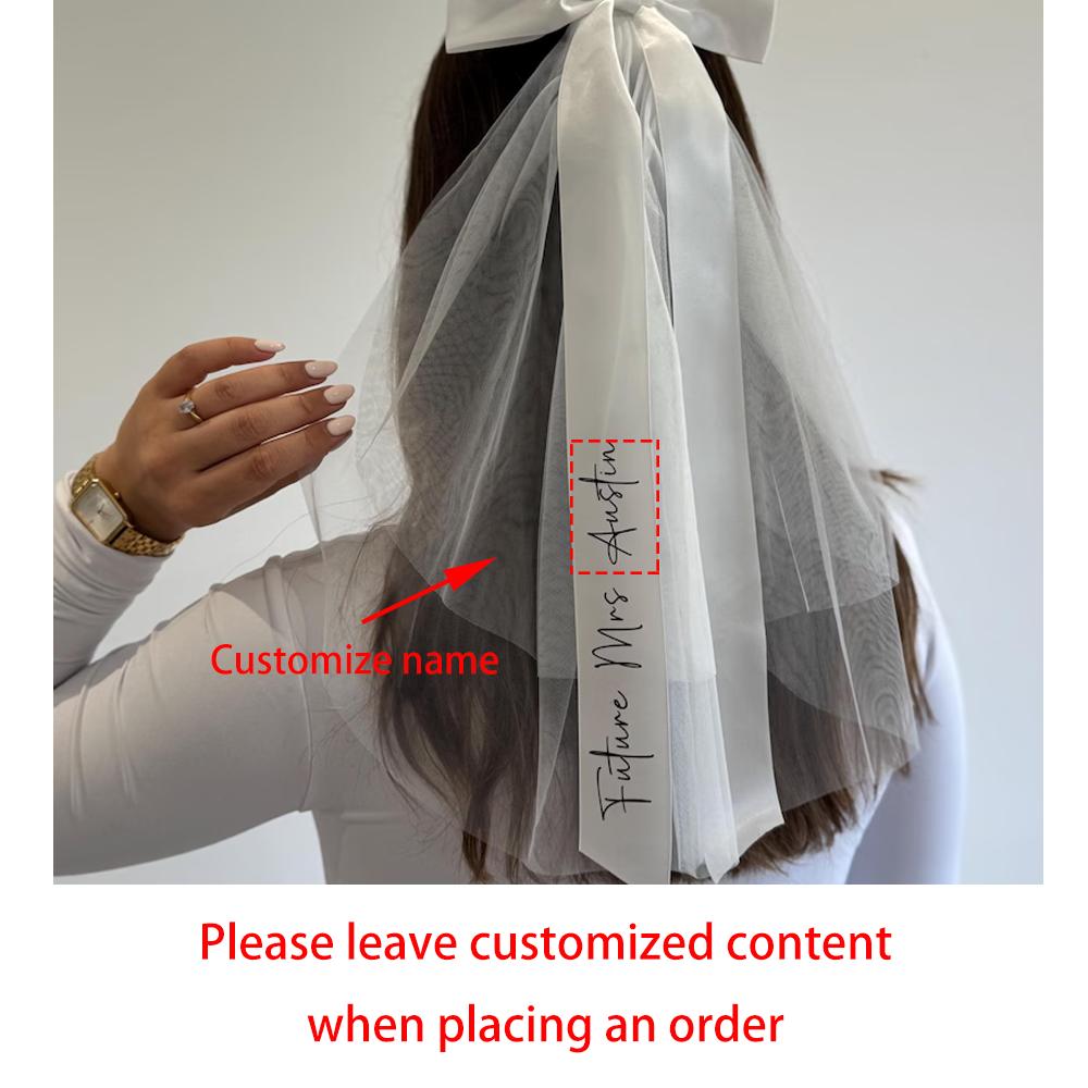

Персонализированная свадебная фата, фата с бантом для девичника, подарок будущей миссис, аксессуары для невесты, свадьба, помолвка, свадебный душ 1pcs 60cm