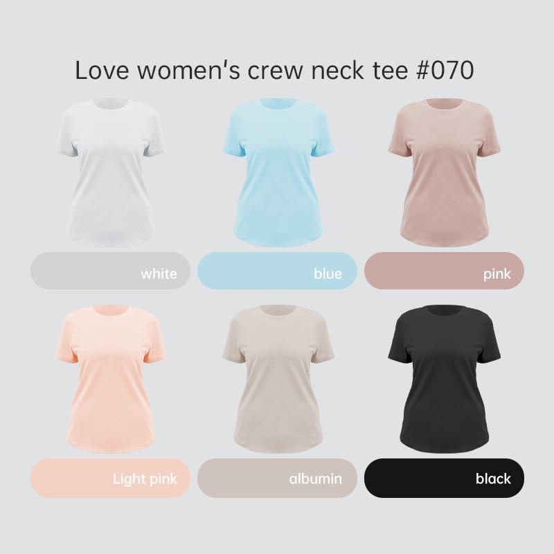 Women's Short Sleeve Round Neck Cotton-Spandex Yoga T-Shirt - Soft, Comfortable, Solid Color for Fitness & Casual Wear.