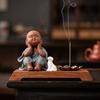 Zen Tea Pet, Cute Little Monk Figurine for Tea Table, Zen Meditation Ornament for Home Office Desk