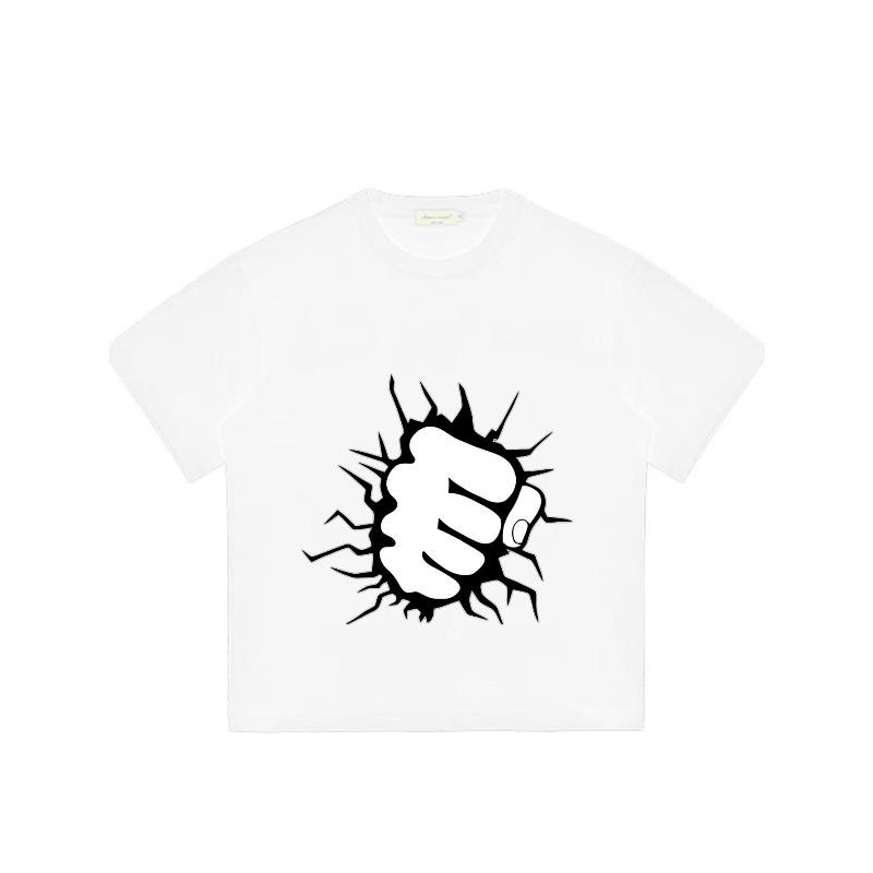 Black T Shirt with Fist Breakthrough Graphic Design for Casual Wear
