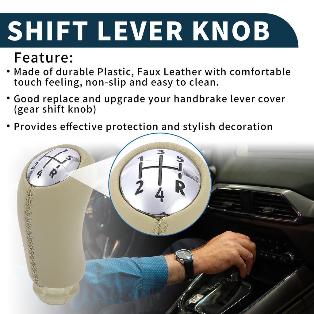 TUCKBOLD Manual Gear Shift Knob for Renault Clio III Plastic Faux Leather 5-Speed 2005-2009 (1pc) -