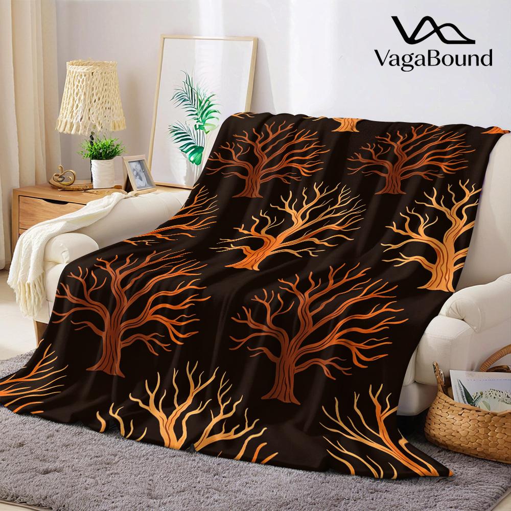 Elegant Bare Tree Branches Flannel Blanket Warm Soft Halloween Christmas All-Season Couch Decorative Cozy Warm Gift
