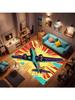 Soft Airplane Area Rug, Area Foldable Rectangular Rug, Cartoon Airplane Print Rug, Washable  Rug with Rubber Non-Slip Rug