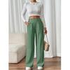 Women's High Waist Wide Leg Pants - Flowy Floor-Length Trousers Minimalist Straight Fit Lounge Pants with Elastic Wais