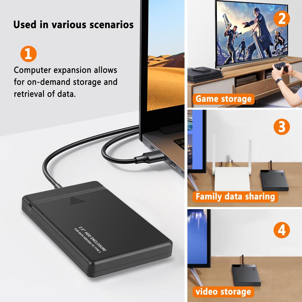 2.5" SATA HDD SSD Enclosure With 5Gbps Transfer Speed USB3.1 Hard Drive Case for SSD USB 2.0 3.0 External Storage Mobile Adapter