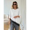 Summer Arrival Women's Oversized Ruffle Print Leopard Print Padded Lacing Loose Fit T-Shirt