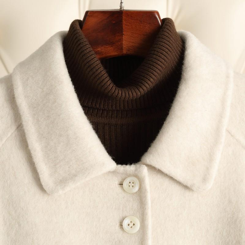 Womens Long Wool Blend Coat 2026 Winter Loose Fit Elegant Overcoat Pure Color Square Collar