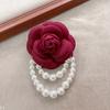 Fashion Women  Men Elegant Korean Style Camellia Pearl Brooches Pins Fashion Cloth Flower Wedding Party Exquisite Brooch Pin