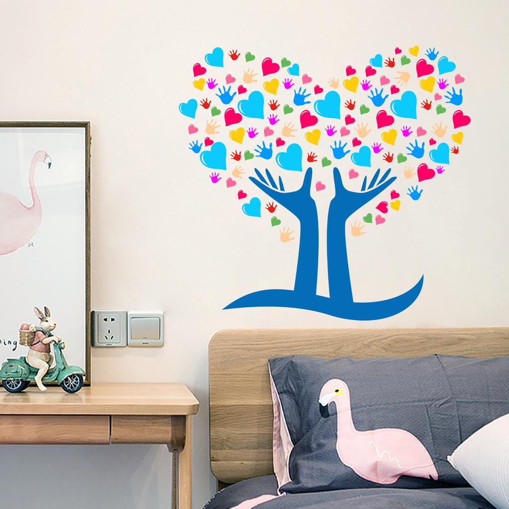Heart Tree Wall Sticker Cute Creative Self-Adhesive Removable for Kids Bedroom Nursery Home Decor
