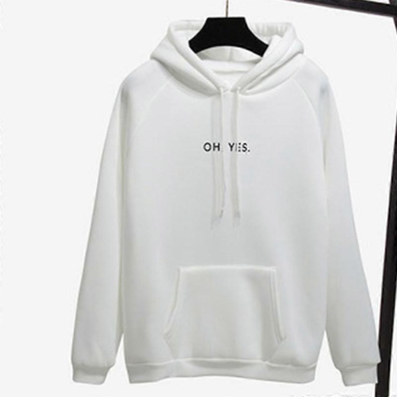 Women Hoodie Oversize Style Winter Hoodie Sweatshirt Drawstring Solid Color