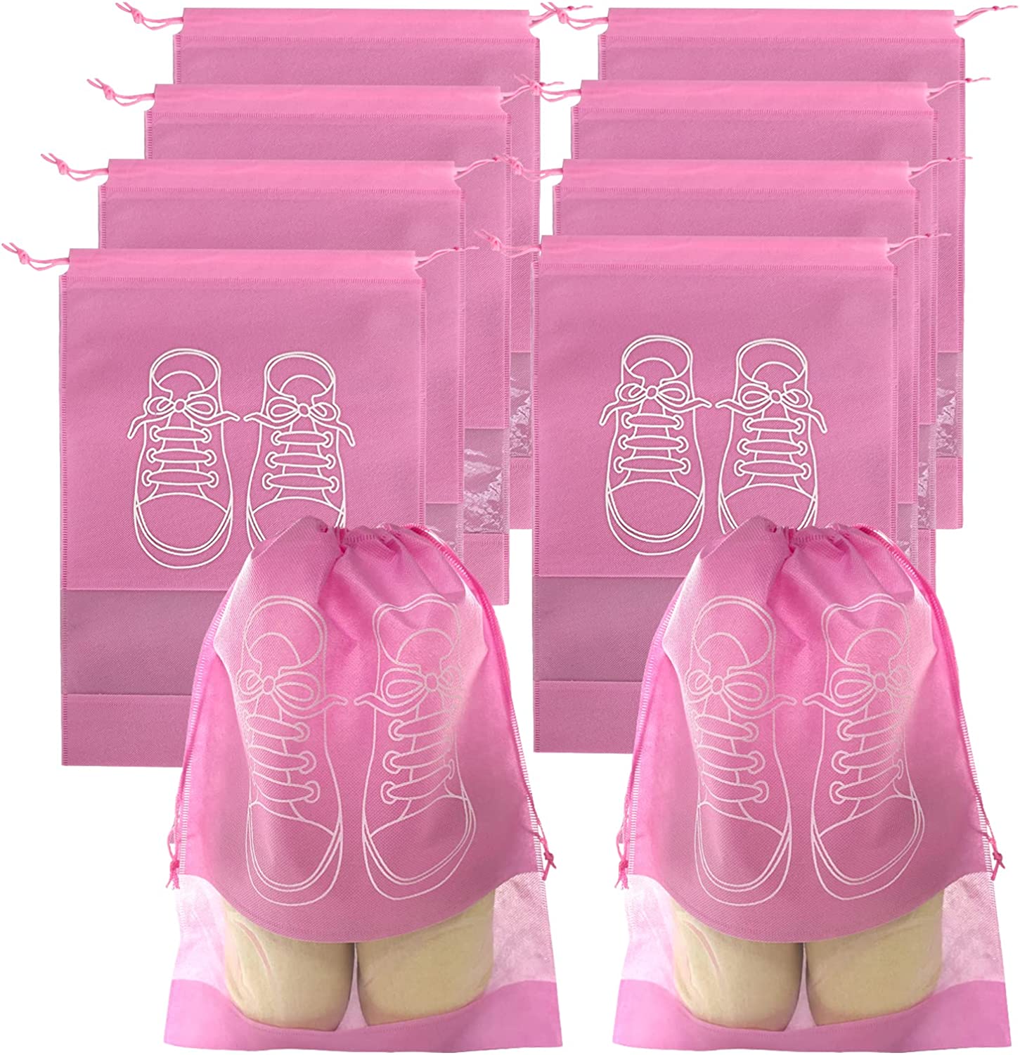 10/5Pcs Travel Shoe Bags Portable Sneaker Bags Waterproof Shoe Bags Dustproof Shoes Pouches Organizer for Travel Storage Bag M-5PCS розовый