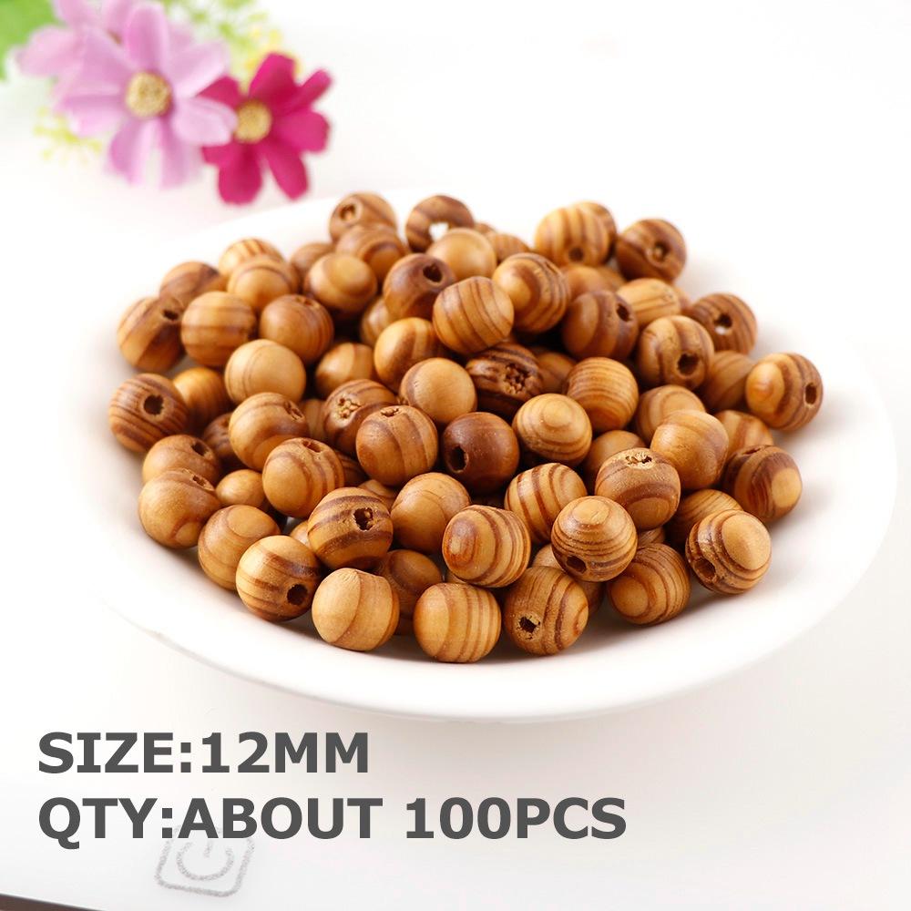 300Pcs Natural Painted Round Wood Beads Pine Spacer Beads Bracelet Clothes Decoration Jewelry Making