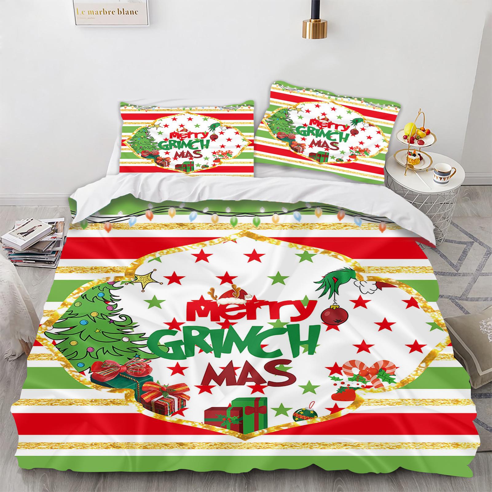Home Textile Bed Three-Piece Christmas Gift Cartoon Digital Printing Quilt Pillowcase Bed 90 * 200 two-piece set