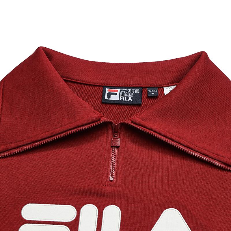 FILA Original Fashion Simple Classic Retro Sports Casual Versatile Comfortable Half-Zip Loose Sweatshirt Women sweatshirt Red F61W619203FWI