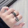 Wind Dark Green Diamond Irregular Bow Fashion Open Ring Genderless Wind Light Luxury Punk Ring Women