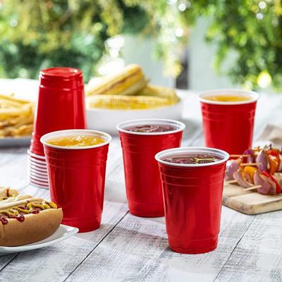50 Stück/Set Roter Einweg-Plastikbecher Partybecher Bar Restaurant Bedarf Haushaltsartikel für Heimbedarf