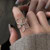 Opening Finger Rings Adjustable Finger Rings Hollow Flower Open Rings Finger Jewelry Copper Texture for Fashion Lover