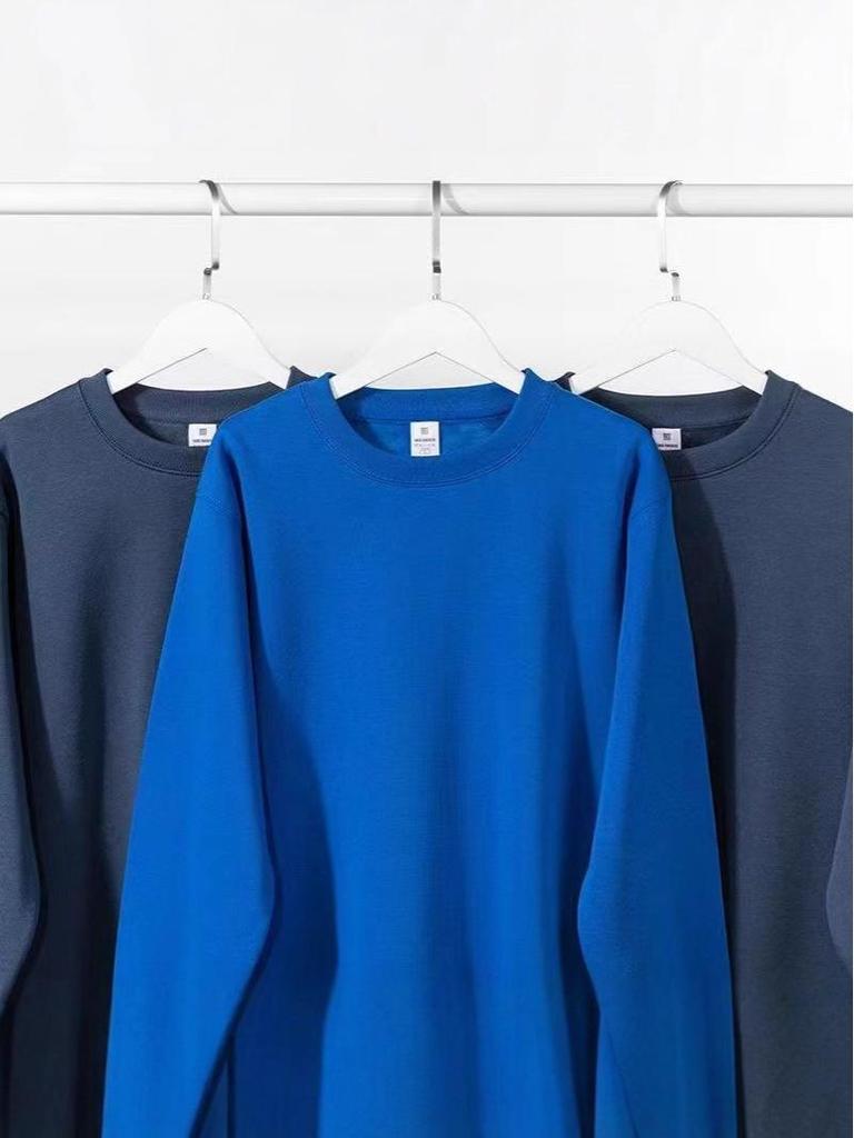 Men's American Style Fleece-Lined Hoodie 600G, Long Sleeve Round Neck Casual T-shirt, 2025 Collection.