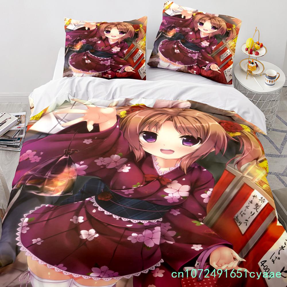 Anime Kawaii Sexy Meisje Beddengoed Set Jongens Meisjes Eenpersoons Tweepersoons Maat Dekbedovertrek Kussensloop Bed Kinderen Volwassenen Mode Hometextiel