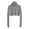 Retro High-Neck Thick Knit Sweater – Slimming Ribbed Top for Women