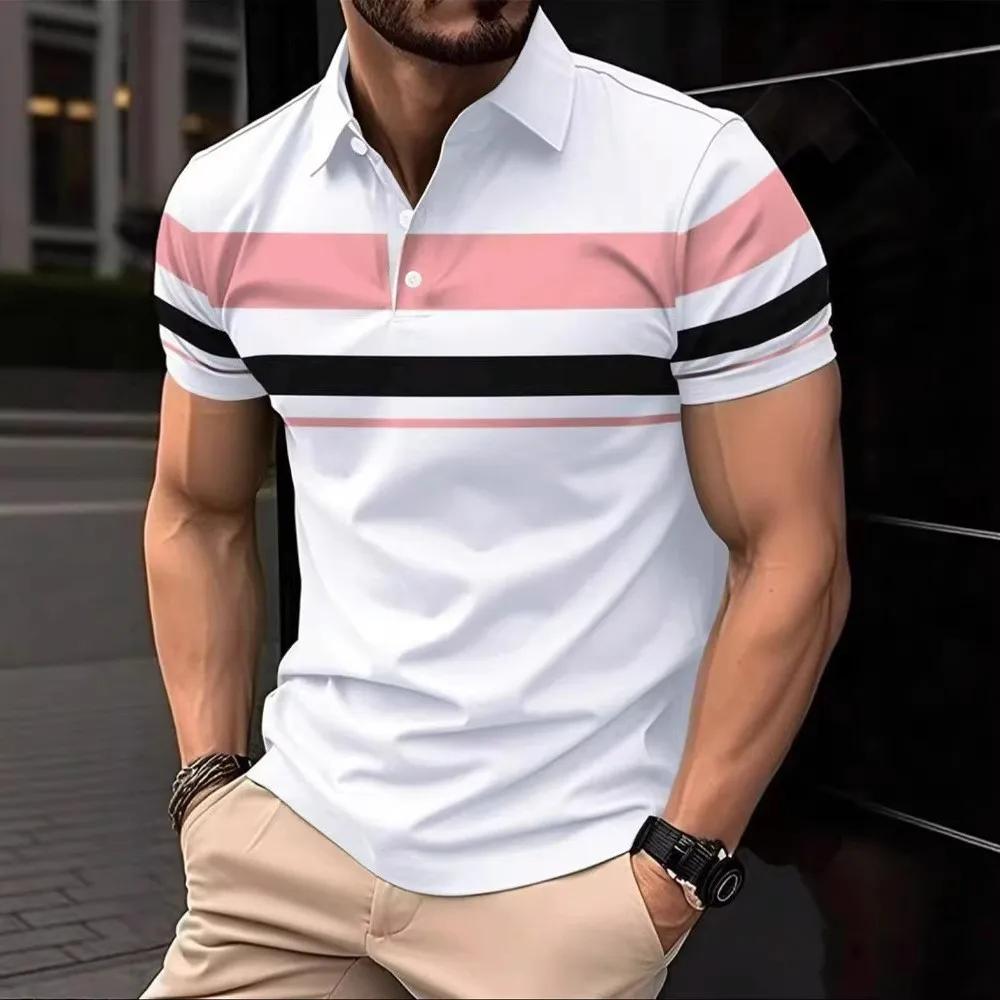 Summer Men's Striped Polo Shirt Men's Business Casual Top