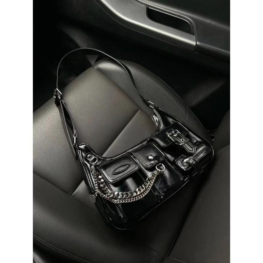New Vintage Women's Shoulder Bag Style Moto Spice Girls Chain Bag Street Hip Hop Feminine Designer Bag
