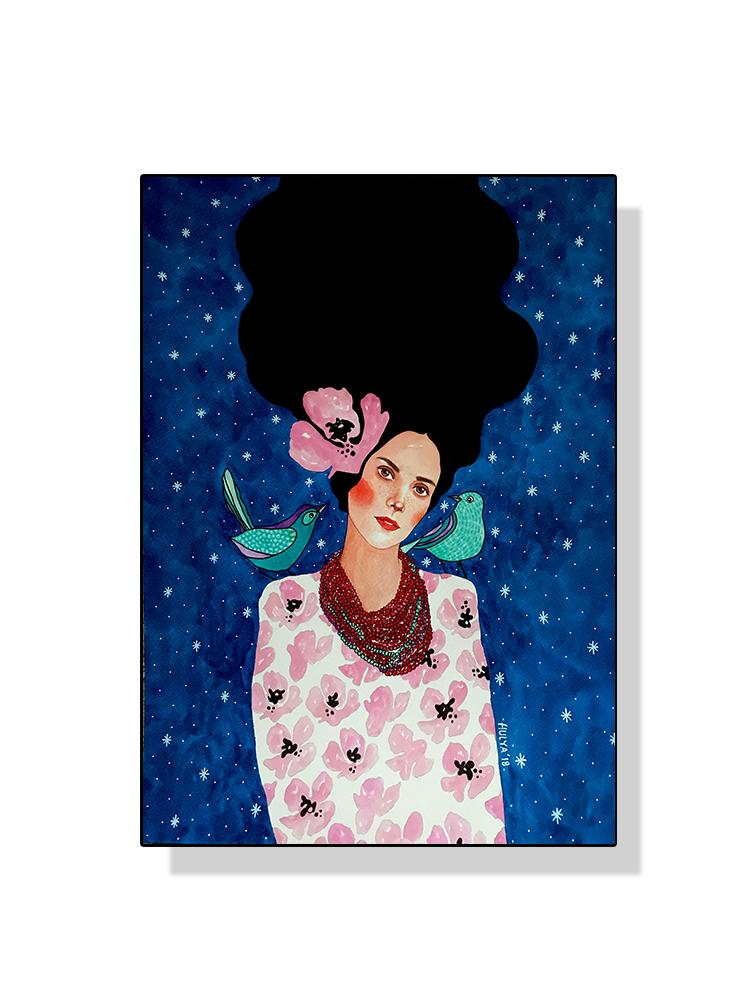 Abstrato Flor Mulher Menina Cabelo Moda Pôster Pintura em Tela Nordic Arte de Parede Imagem Para Sala de Estar Moderna Decoração de Casa