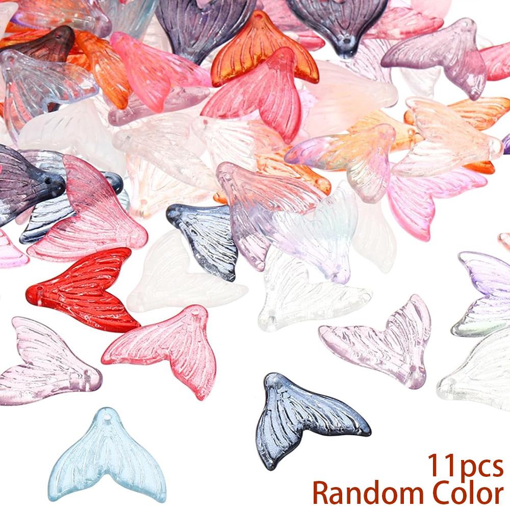 

11/21/31шт Прозорий Скляний Кольоровий Підвіс у Формі Риб ячого Хвоста DIY Літній Пляжний Ланцюжок на Ногу Браслет Сережки 11pcs