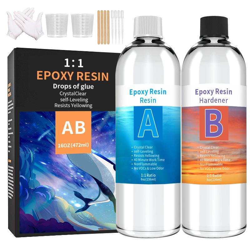 

1:1 Epoxy Resin Crystal Clear Kit No Yellowing No Bubble Art Resin for Art Crafts Jewelry Making Resin Glue Bring Tool Kit