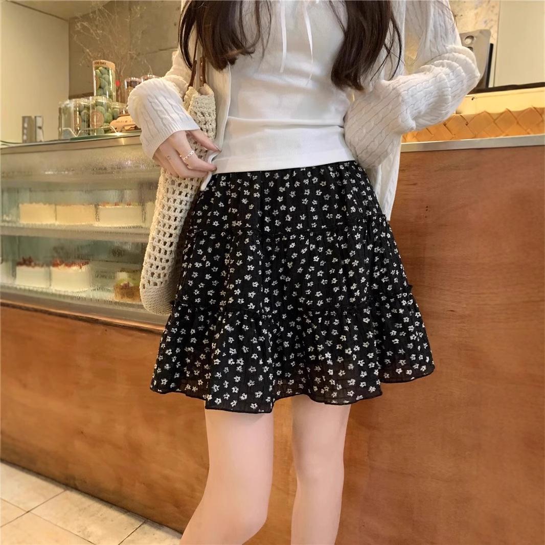 

High-Waist Floral Midi Skirt - Women s Summer A-Line Sweet Style 3XL