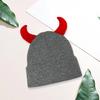 Devil Horn Winter Hat for Adult Handwoven Stretchy Caps Outdoor Activity Hat for Skiing Knitted Skull Hat Cool Accessory