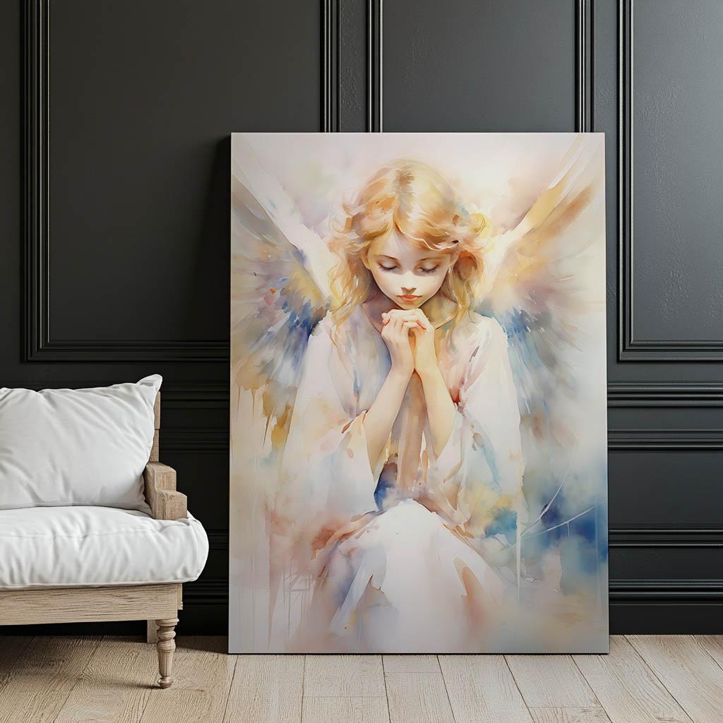 Anioł Modlitwy Anioł Modlitwy, 50X70 Cm, Bez Ramy, Płótno Premium Na Blejtramie
