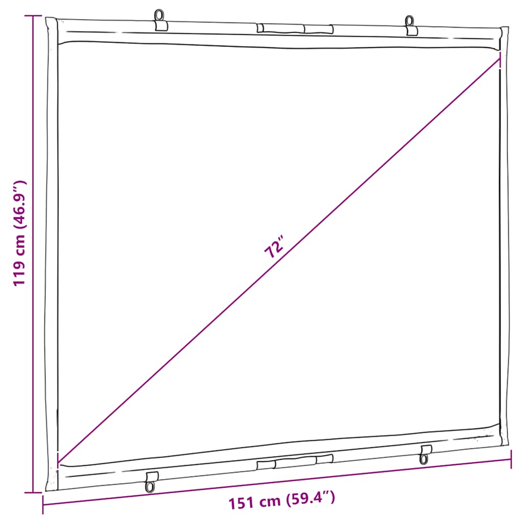 Projector Screen Wall Mounted 72 Inch 4:3 Aspect Ratio