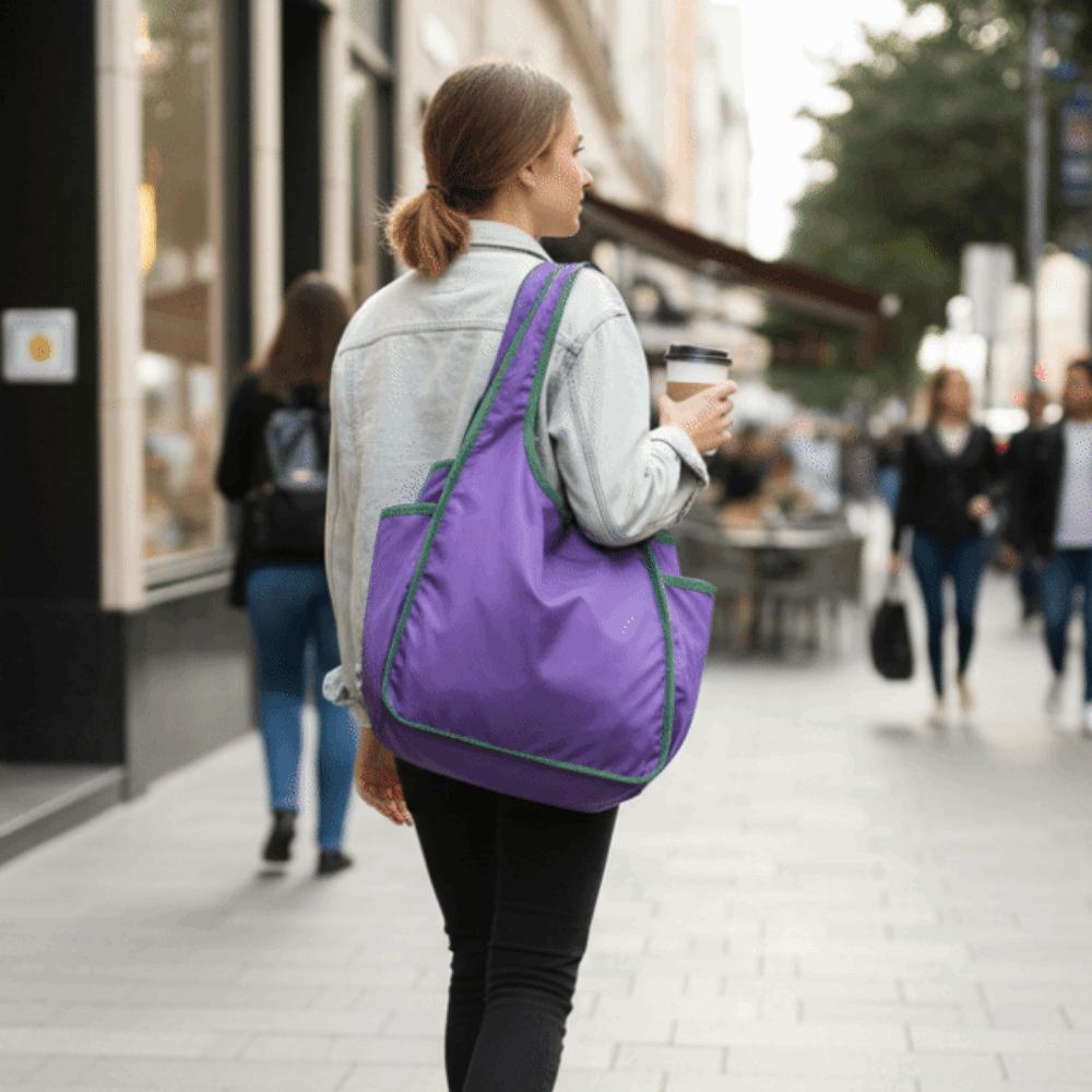 Large Capacity Tote Bag Foldable Eco-Friendly Bag Retro Shopping Bag Portable Use