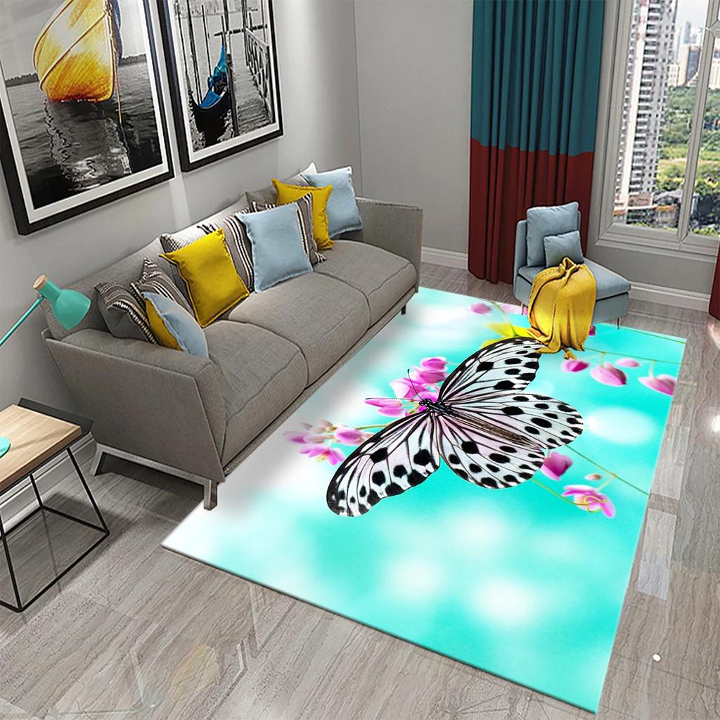 3D Colorful Butterfly Flower Carpet Entrance Door Mat Indoor Carpets Bedroom Decor Living Room Floor Mats Bathroom Non-slip Rug