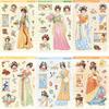 8 listů Nálepka Hanfu Girls Tradiční čínské oblečení Samolepící Vodotěsný PVC kryt na telefon DIY Kryt na zavazadla Skateboard Sada obtisků na notebook